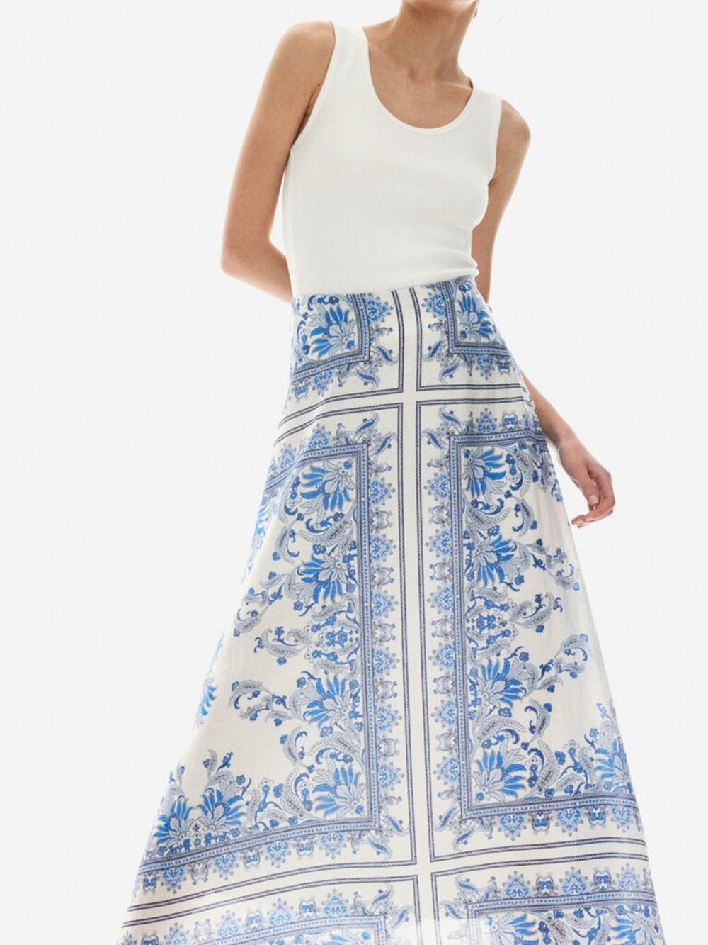 H&M Blue and White Paisley Maxi Skirt, NWT, 8